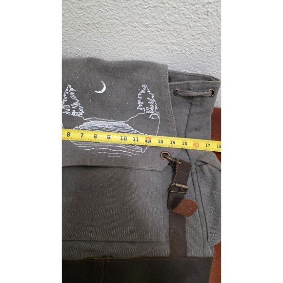 Rothco Canvas Hiking Backpack Leather Straps Adjustable Straps 18"x14" - Picture 5 of 8